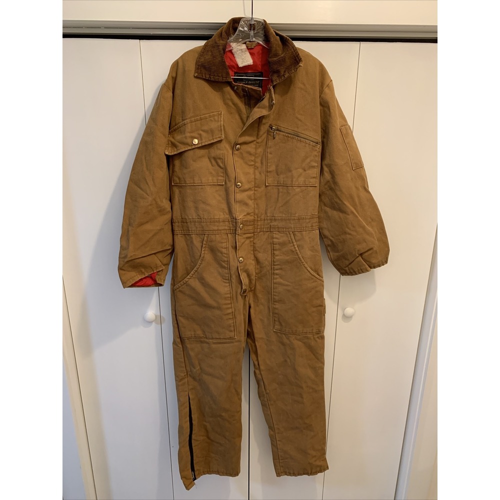 VTG SEARS Work'n Leisure BROWN CANVAS Insulated Coveralls Jumpsuit Size 38 Short